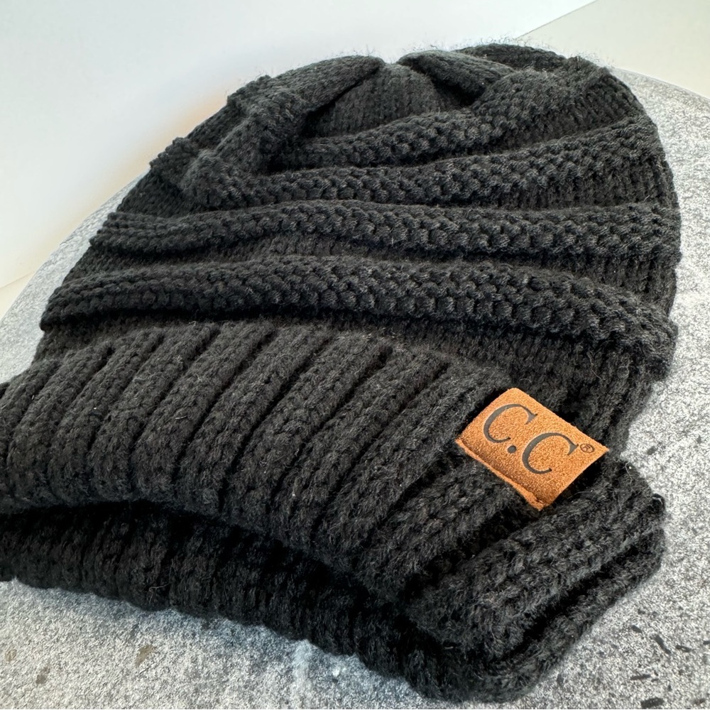 C.C. Originals Black Knit Beanie Hat